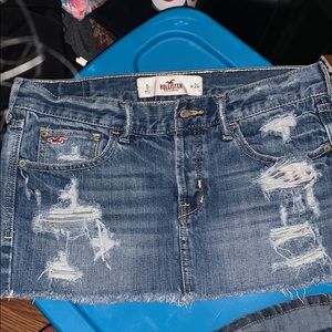 Hollister destroyed denim mini skirt